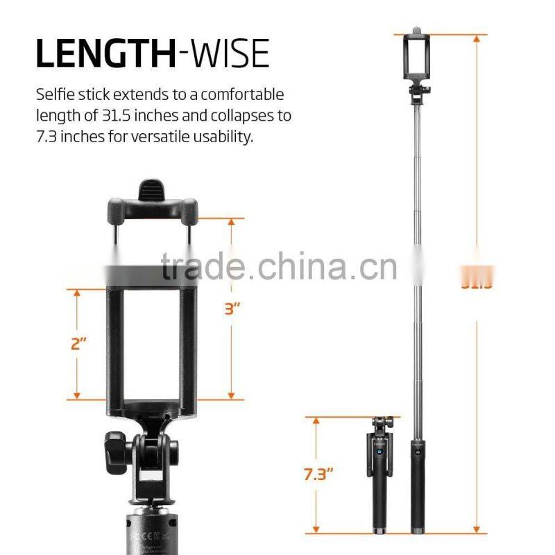 Wholesale Extendable Camera Tripod Handheld colorful wireless Monopod bluetooth Selfie Stick with bluetooth shutter button