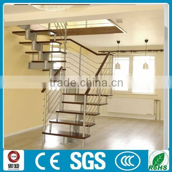 Prefabricated carbon steel/iron wood straight stairas-YUDI
