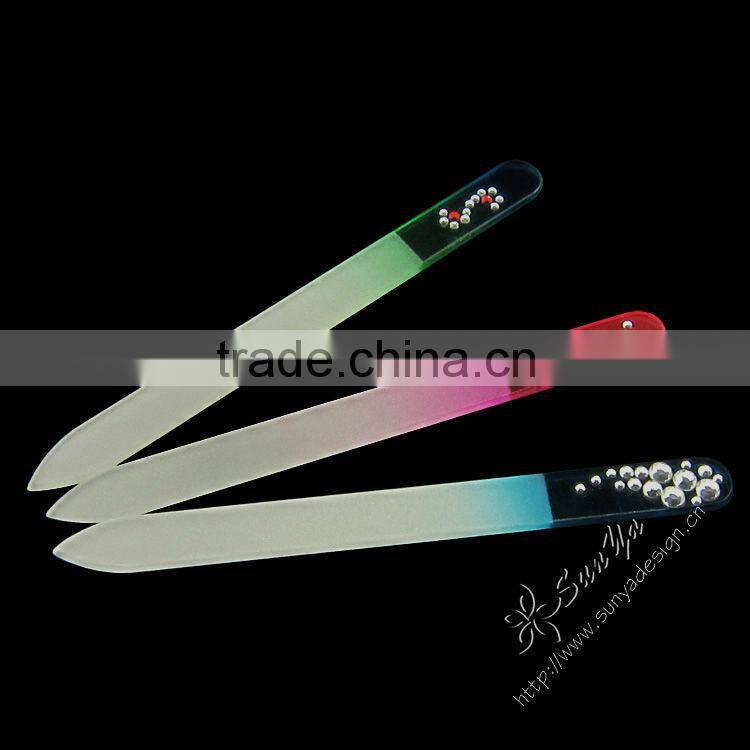 Glass nail file with flower printing