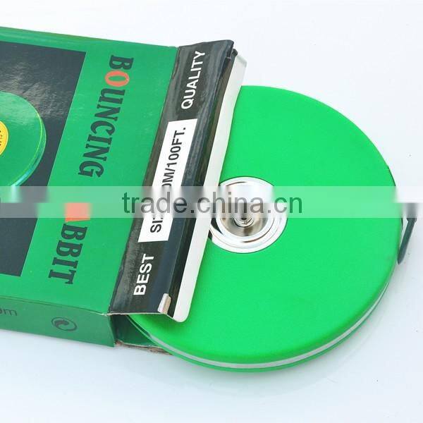 Long Distance Green ABS Case Fiberglass Tape Round Retractable 10 Meter Tape Measure With Hand Crank