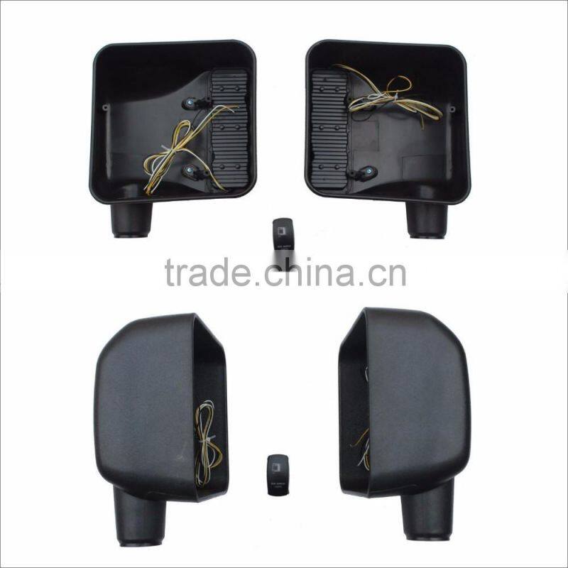 Jeep Wrangler JK 07+ LED Off road side LED Mirrors Attachments with Auxiliary Light and Turn Signal