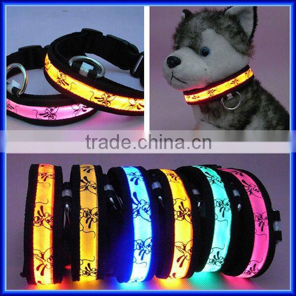 Wholesale adjustable flashing light waterproof led dog collar/Safety glowing christmas light led dog collar/led dog collar