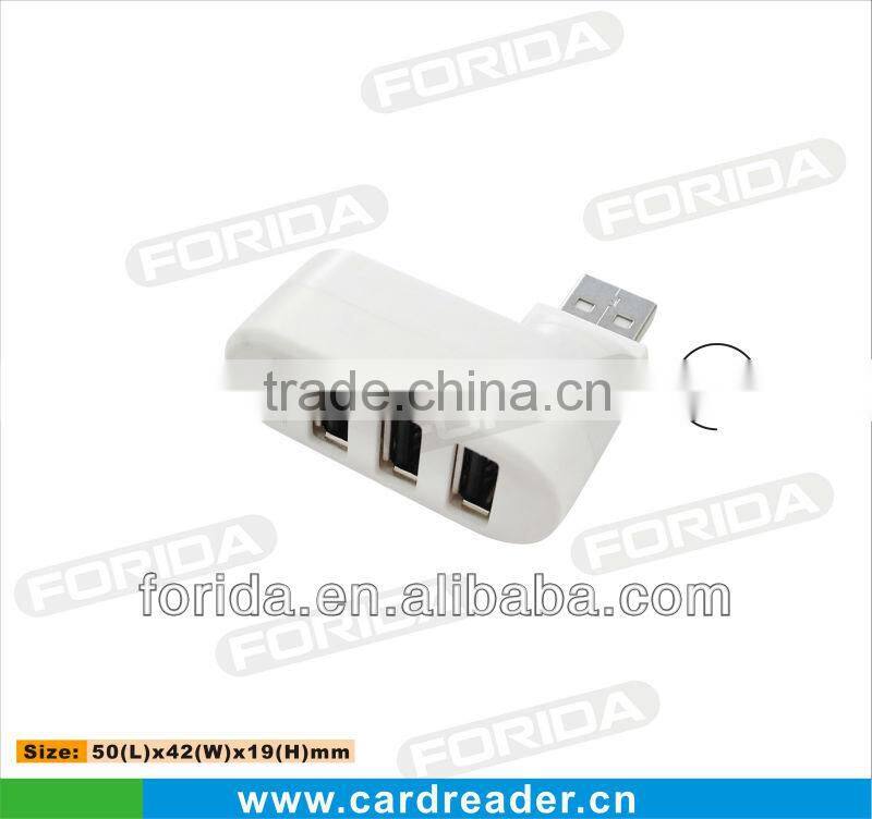 3 port USB hub with rotating head