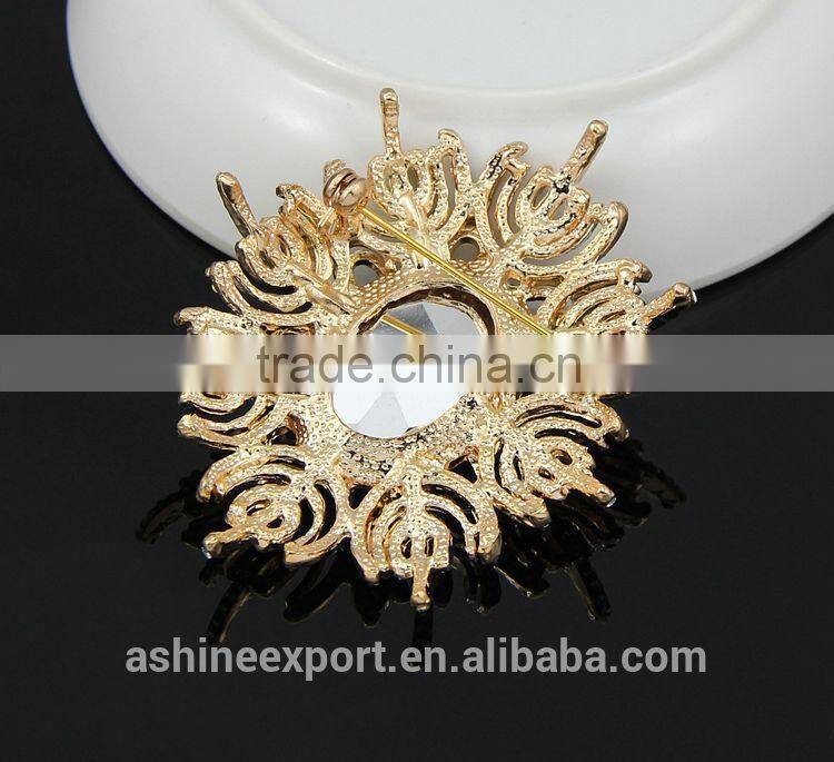 Generous oval bulk crystal sun flower rhinestone brooch/handmade rhinestone brooch