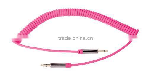Pure OFC shielded 3.5mm auxiliary coiled cable 3m lead length