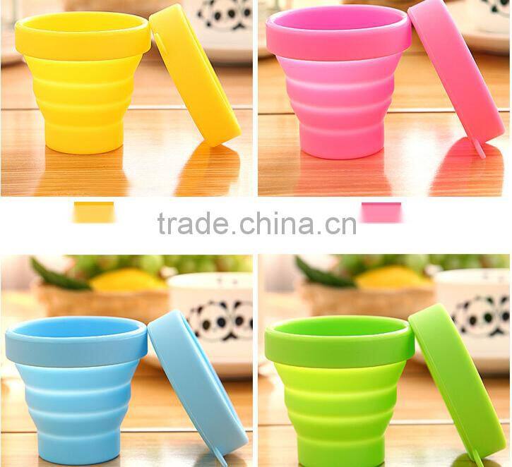 Food grade heat resistance folding silicone cup for travel outdoor camping