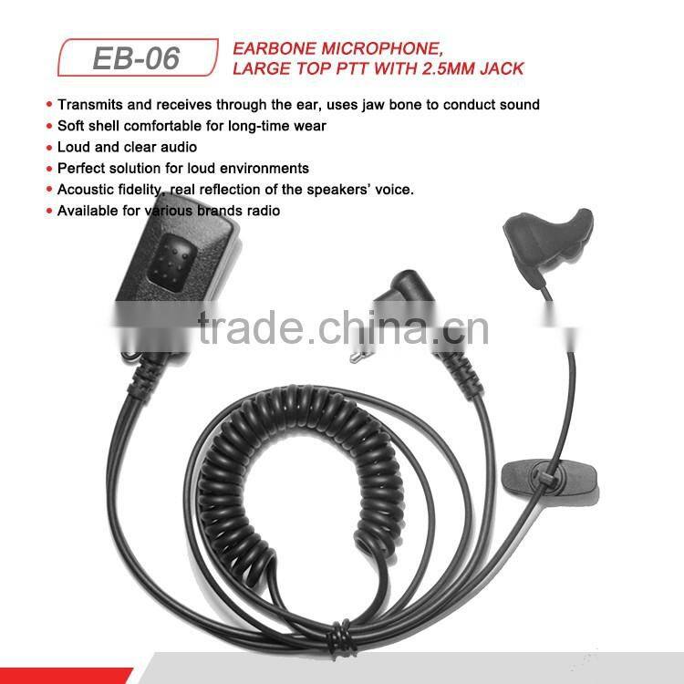 2.5mm Jack Earphone with Earbone Vibration Mic for Motorola Two Way Radio