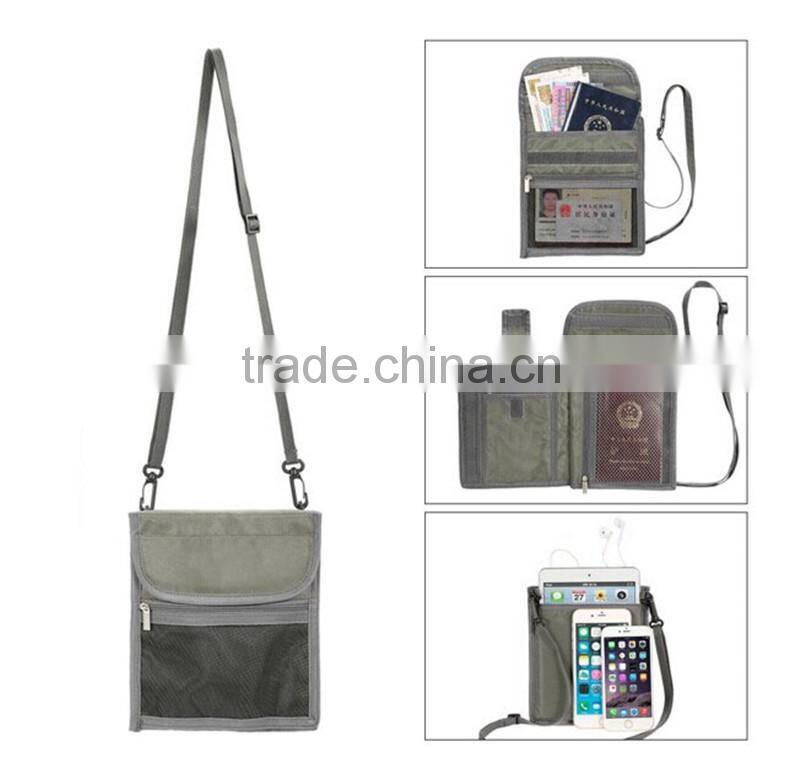 Alibaba personalized travel neck pouch passport holder,polyester material wallet