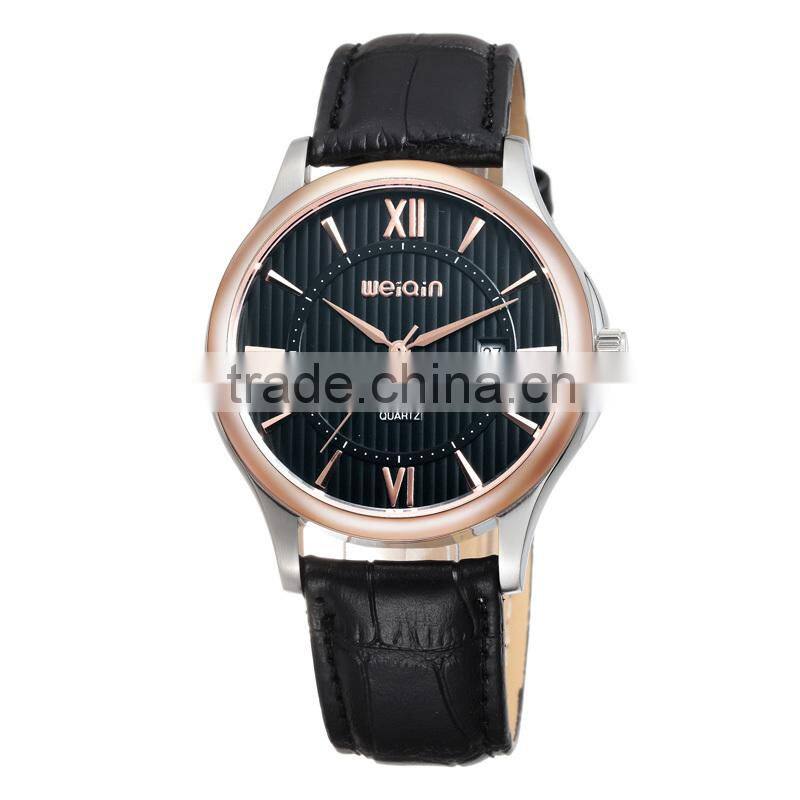 Classic design men's stainless steel leather watches