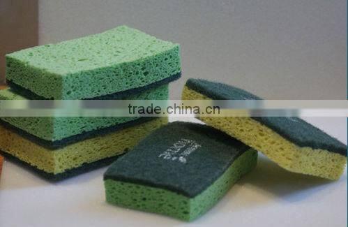 natural cellulose sponge with scouring pad for car kitchen clean