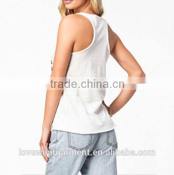 New Fashion custom pattern US flag womens tank top wholesale