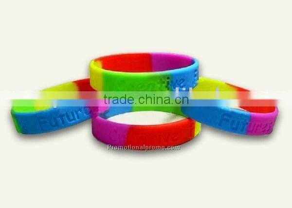 Promotional multi-color Engraved silicone wristband
