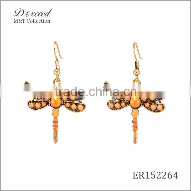 Yiwu Wholesale Jewelry Factory Fashion Ethnic Bohemian Beaded Animal Drop Earrings Dragonfly Dangle Earrings