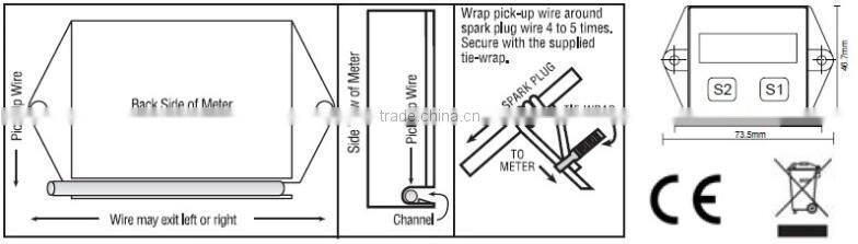 Newest Marine boat,ATV,Dirt Bike,Motorcycle, Hour Meter Gauge Tachometer