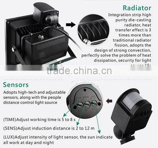 High brightless lower power warm white LED Floodlight with PIR Sensor 10W SAA