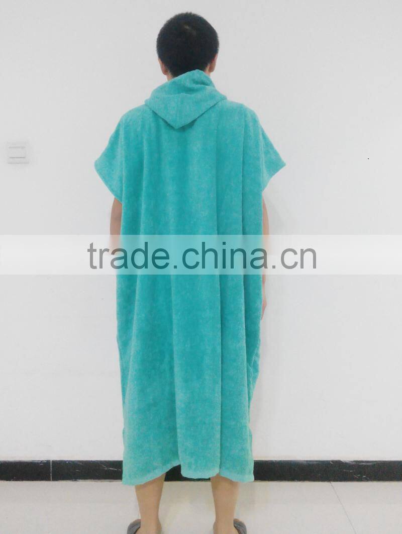 100% cotton terry cloth plain color super absorbent hooded surf poncho beach towel