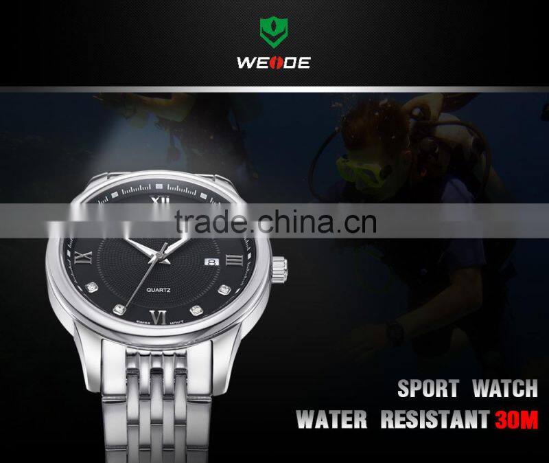 WEIDE full stainless steel wrist watch high quality quartz watches men