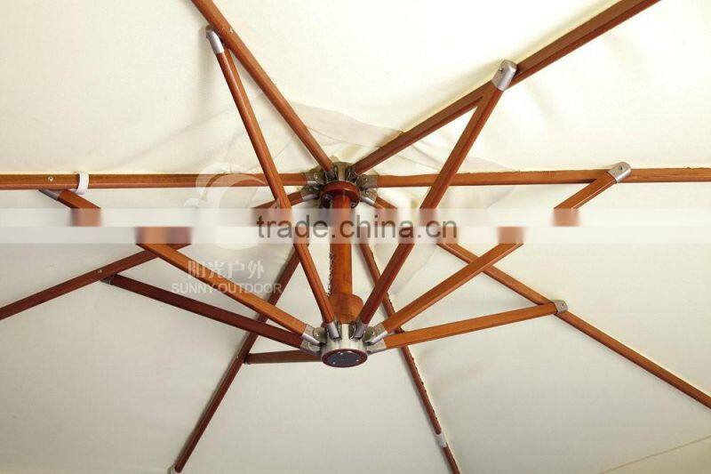 indonesia wood square side post umbrella luxury wooden umbrella garden parasol hot sale