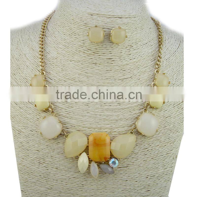Latest design fashion stylish fake white stone jewelry set
