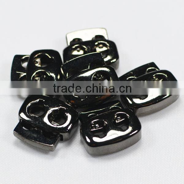 Horizontal 2 holes gun metal cord stopper for coat