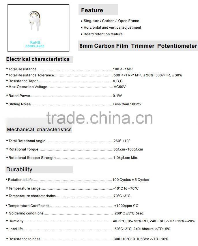HW-115S-1 Open-Type Trimmer Open type with all kinds of usage trimming potentiometer Trimmer Spanish Potentiometer