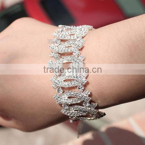 Gold Crystal Stretch Bracelet Elastic Rhinestone Bracelets for Wedding Birthday Party