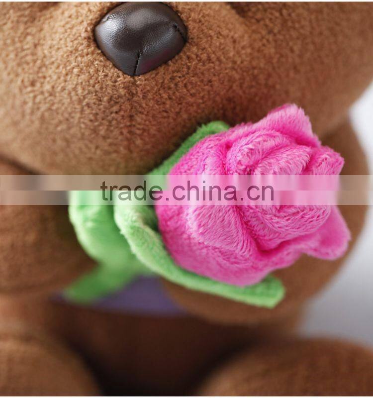 St nice birthday gifts brown bear with rose flower romantic style plush doll