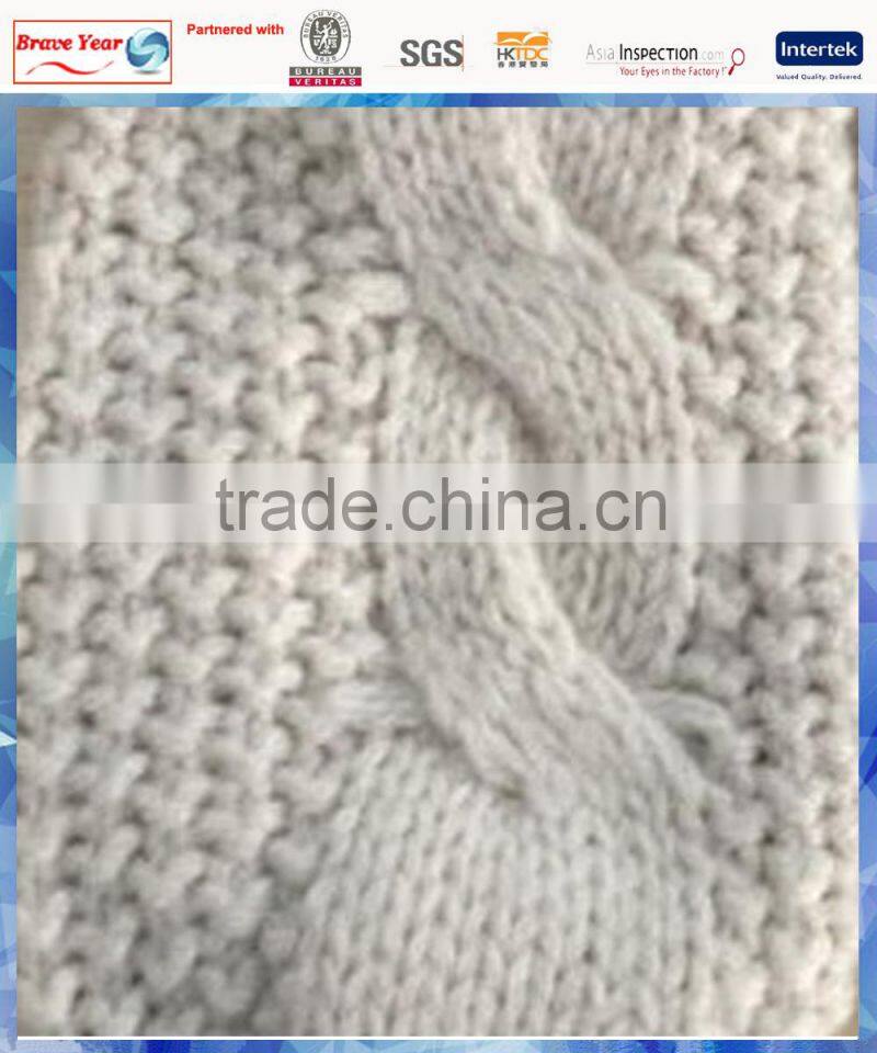 kids beige cable cotton knitted gloves mitten with crochet flower