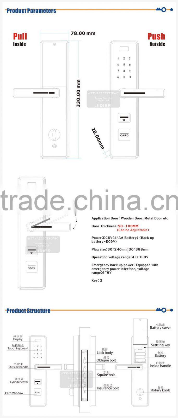 Hidden screen Digital Handle Office/Home Door Lock