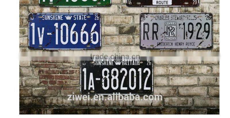 Metal Auto Vehicle Plate Hanging Lisence Decors