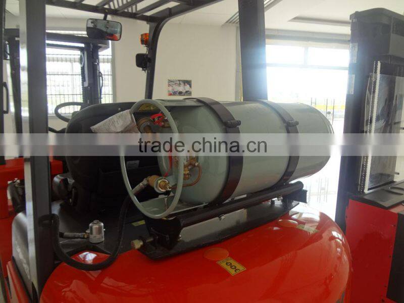 2.5 ton LPG Gasoline hydraulic forklift with 3m full free mast with side shift with Dual Fuel with LPG cylinder
