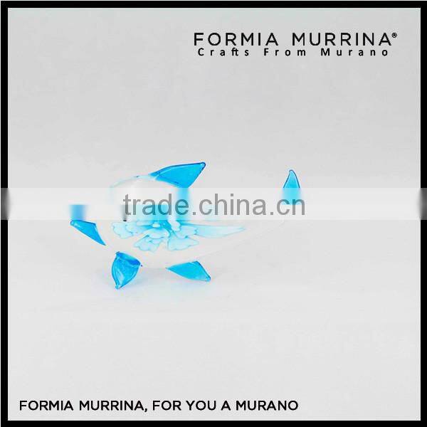 Handmade Blue Inner Flower Glass Animal Murano Glass Elephant Charm Figurine