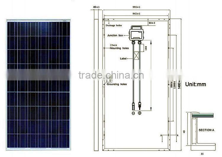 TUV IEC CE High Effiency 220Wp Poly solar panel
