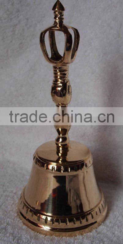 Tibetan brass temple/church/ritual bell A3-501 with Vajra Dorje handle hand for home decor(E486)