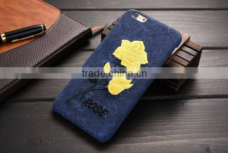 New Arrival Fashion Embroidery Rose Hard Cover Case for iPhone6 6s 6Plus 6sPlus Samsung Galass S6Edge Plus Cover