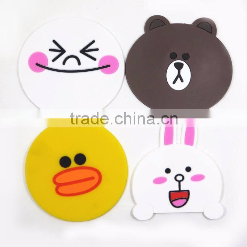 Cartoon Character Soft Rubber Roller Custom Coaster Promotional PVC Soft Textile Cup mat