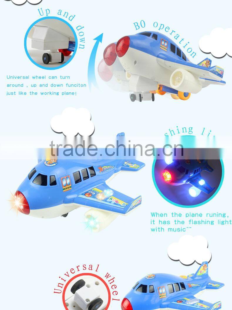 Kid promotion gift toys electric music airplane with light plastic toys for children