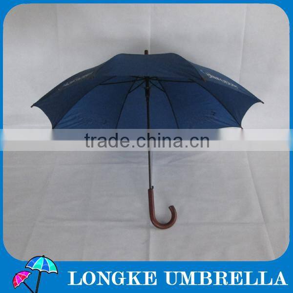24"solid color auto open Wooden handle straight umbrella with logo