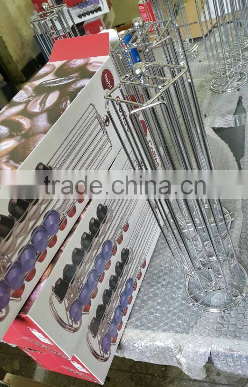 Customized wall mounted Stainless Steel Coffee Capsule Holder 24 pod storage