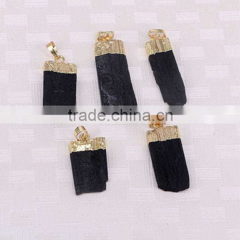 Natural black Tourmaline Druzy Pendant Simple Design Jewelry Pendant For Men or Women