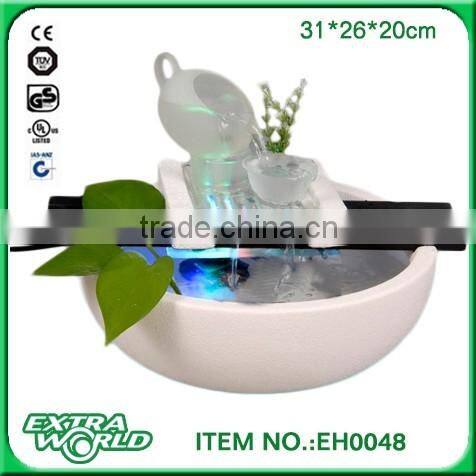 Indoor Tabletop Glass & Ceramic Water Feature Fountain