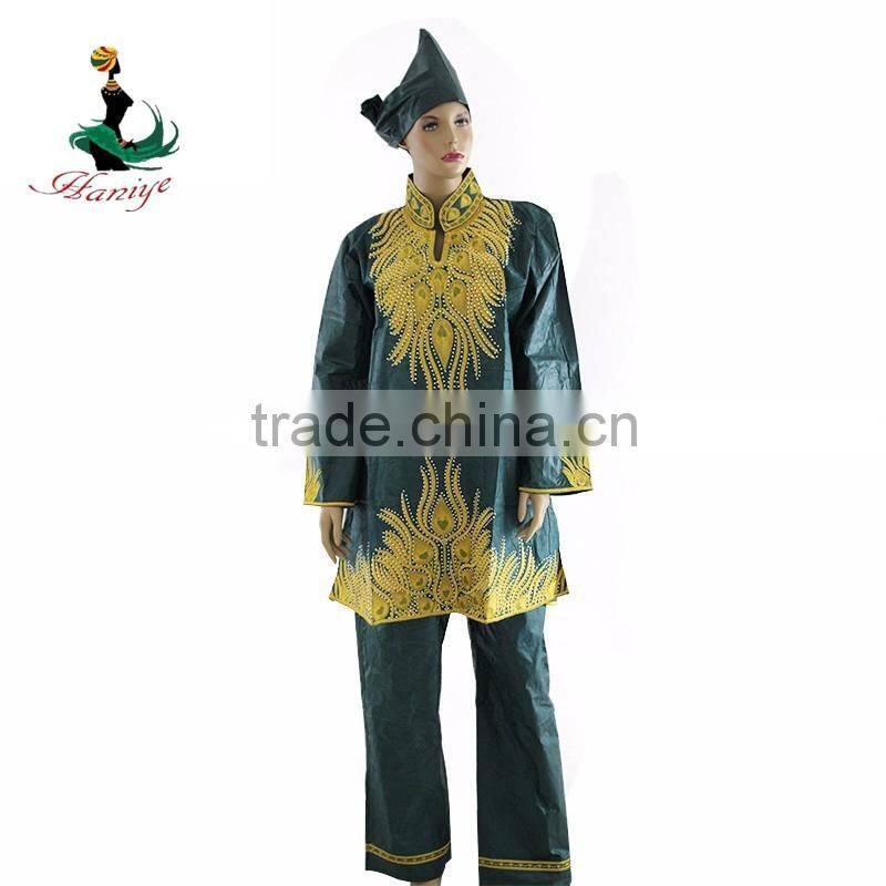 2016 Haniye African woman Bazin traditional embroidered cotton dress riche woman of African Design