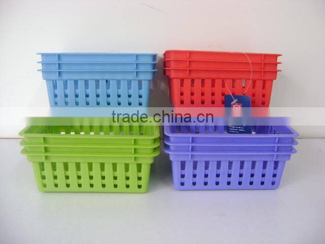 3PK multi-use rect.basket plastic / organizing bin set TG82434-3PK