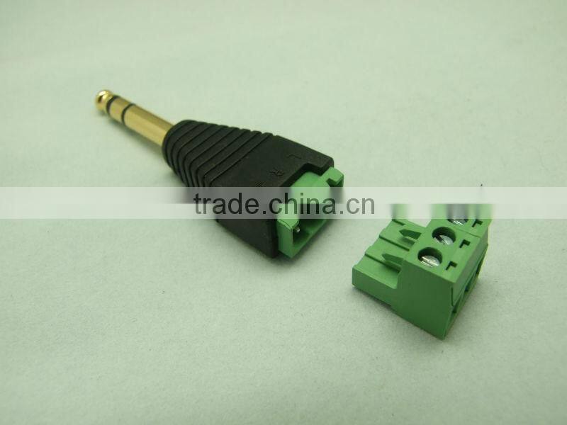 High Quality Enviromental protection 6.35mm stereo audio jack Gold plated