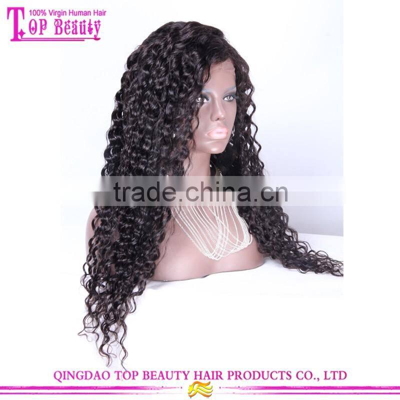 Best selling high quality new design deep curly human hair full lace wig with baby hair