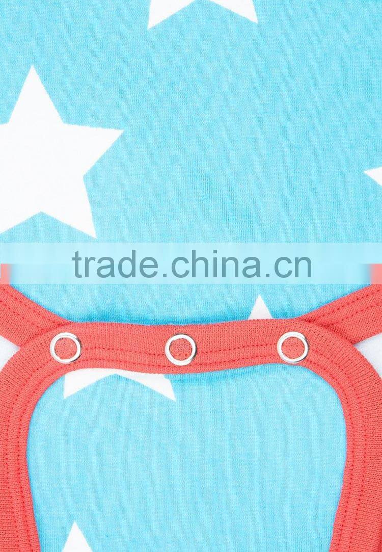 summer soft cotton sky blue baby romper sets printed star baby boy romper clothing