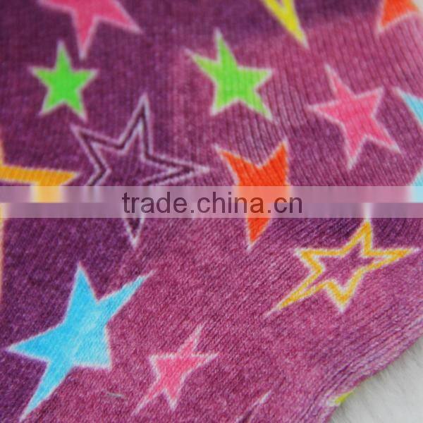 GSM-179 Fashion high quality star desifn cotton seamless printing socks with half terry socks