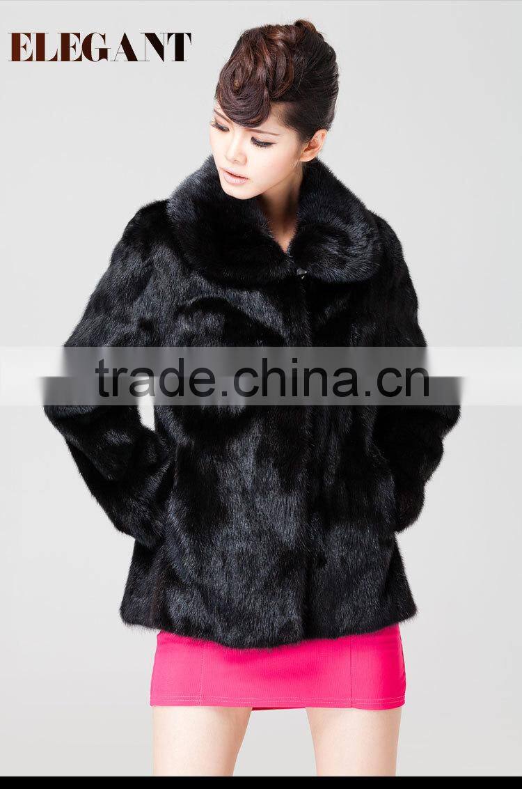 sale natural black mink fur coat with factory price