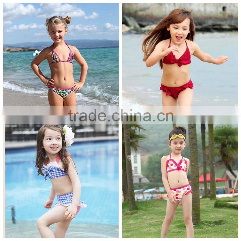 Red little flower printed swimwear for kids
