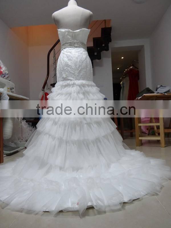 Lace StrapLess Mermaid Custom Made Floor Length Formal Bridal Dress Vestidos De Novia BW072 real pictures wedding dress china